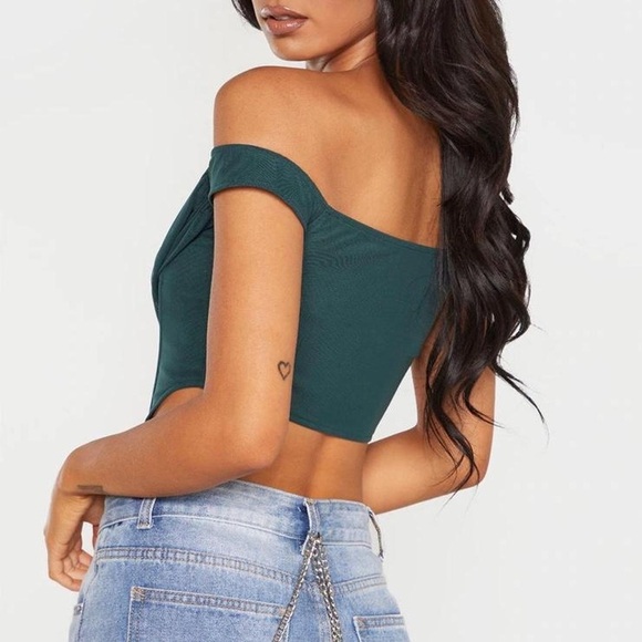 PrettyLittle Thing Corset Mesh Bardot Top - Picture 6 of 7